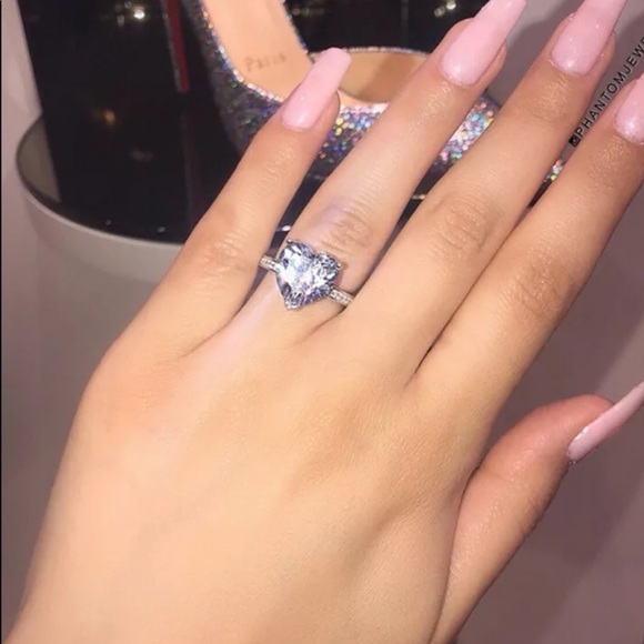 New Romantic Lovely Heart 925 Silver Diamond Ring - Picture 3 of 4